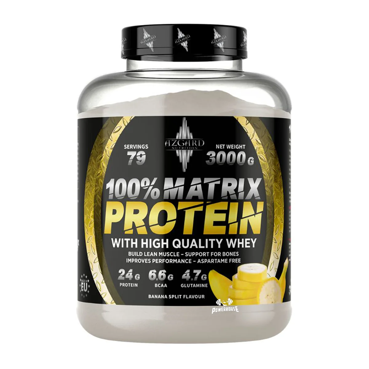 azgard 100% matrix protein whey 2270g banana split flavour powerhouse proteini mk