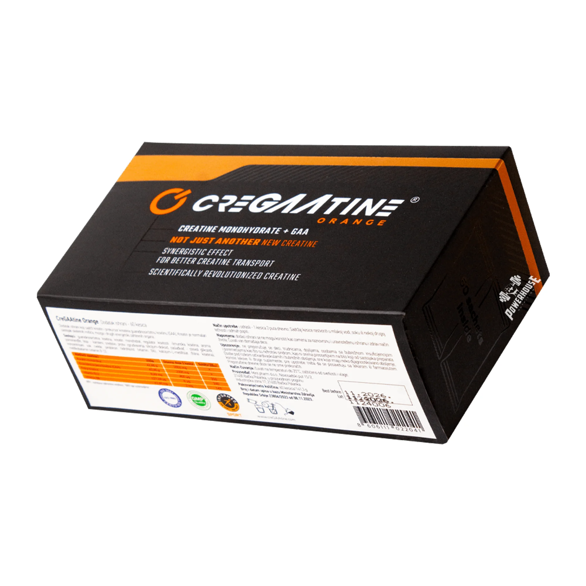 creGAAtine Creatine Orange Monohydrate plus GAA 60 kesicki Powerhouse Kreatin MK