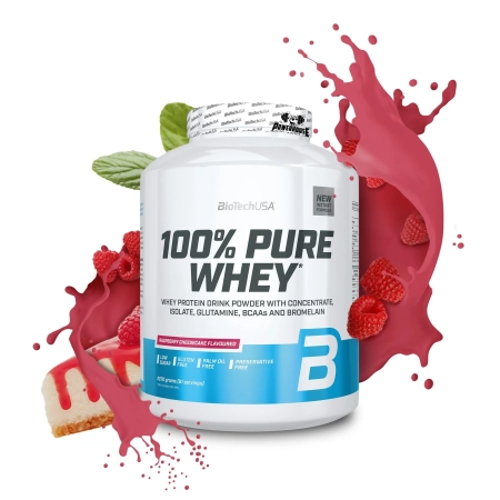 BioTechUSA 100% Pure Whey Raspberry Cheesecake 2270g 81 Servings Powerhouse Suplementi MK