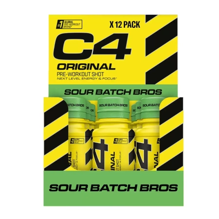 Cellucor C4 Pre Workout Shot Sour Batch Bros 60mlx12 Fitness Supplements Powerhouse Nutrition