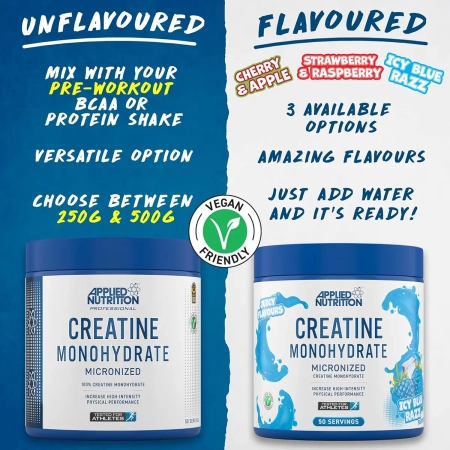 Applied Nutrition Creatine Monohydrate so i bez vkus Powerhouse Suplementi Makedonija