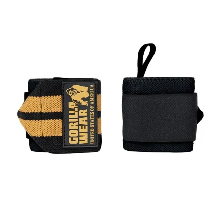 Gorilla Wear Wrist Wraps PRO Black-Gold Fitnes oprema Powerhouse mk