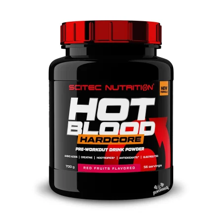 Scitec Nutrition Hot Blood Hardcore Pre-Workout Powder Red Fruits, 700g Supplements Macedonia