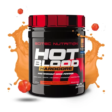 scitec nutrition hot blood hardcore guarana 375g powder pre-workout mk