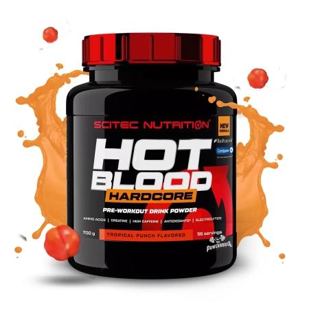 scitec nutrition hot blood hardcore guarana 700g powder pre-workout mk