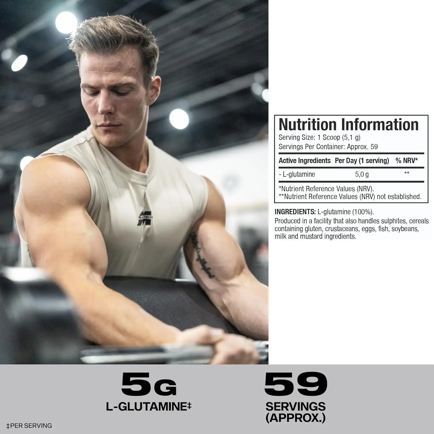 Muscletech Platinum 100% Glutamine 300g Nutrition