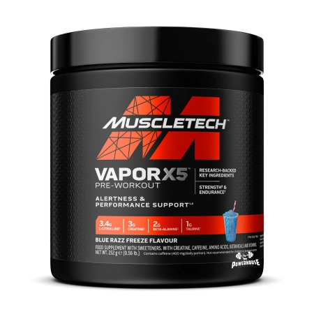 Muscletech Vapor X5 Pre-Workout Blue Razz Freeze 30 Servings Powerhouse Suplementi MK