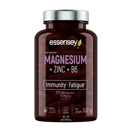 Essensey Magnesium Zinc B6 капсули пакувани во стаклено шише