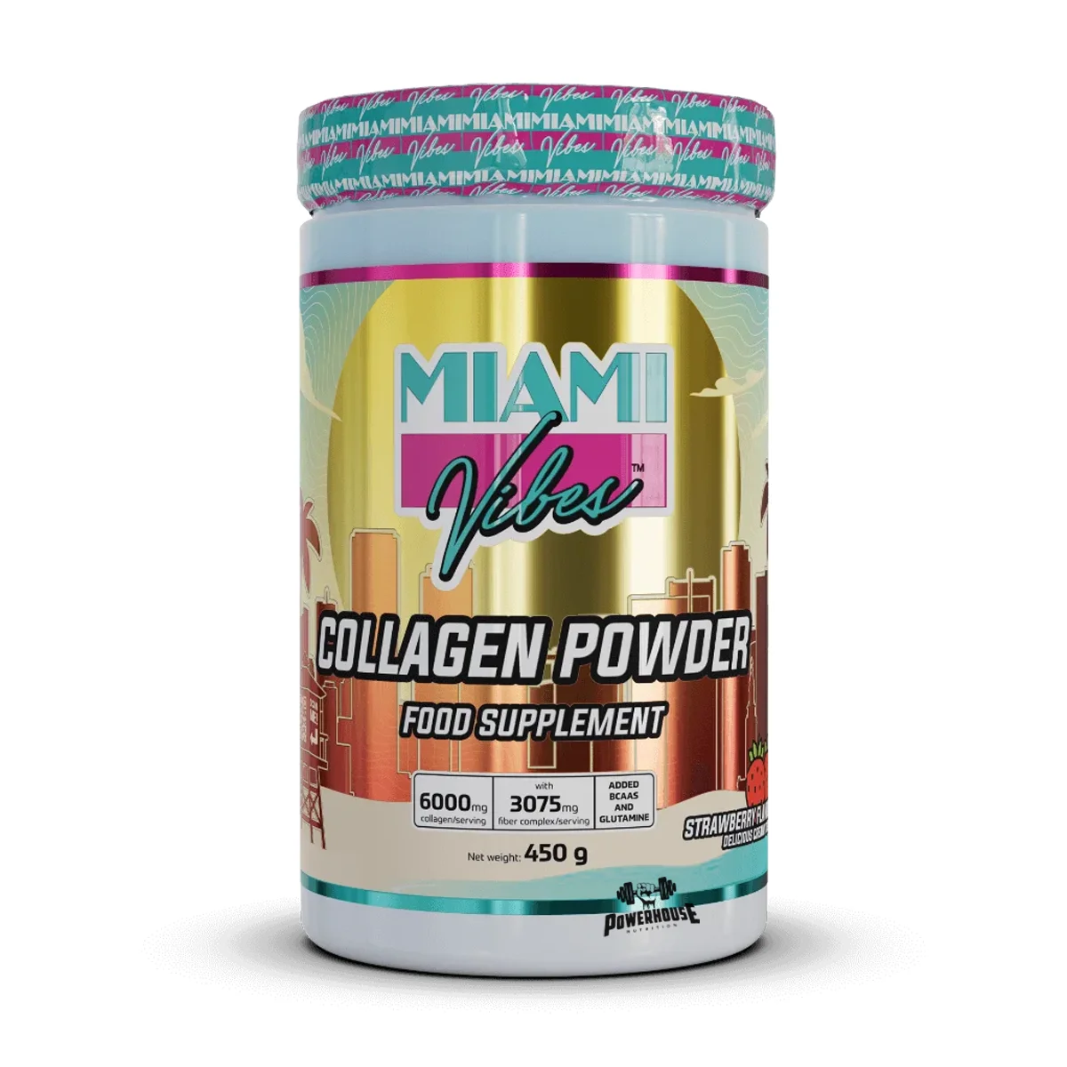miami vibes collagen powder strawberry flavour 450 g powerhouse kolageni mk