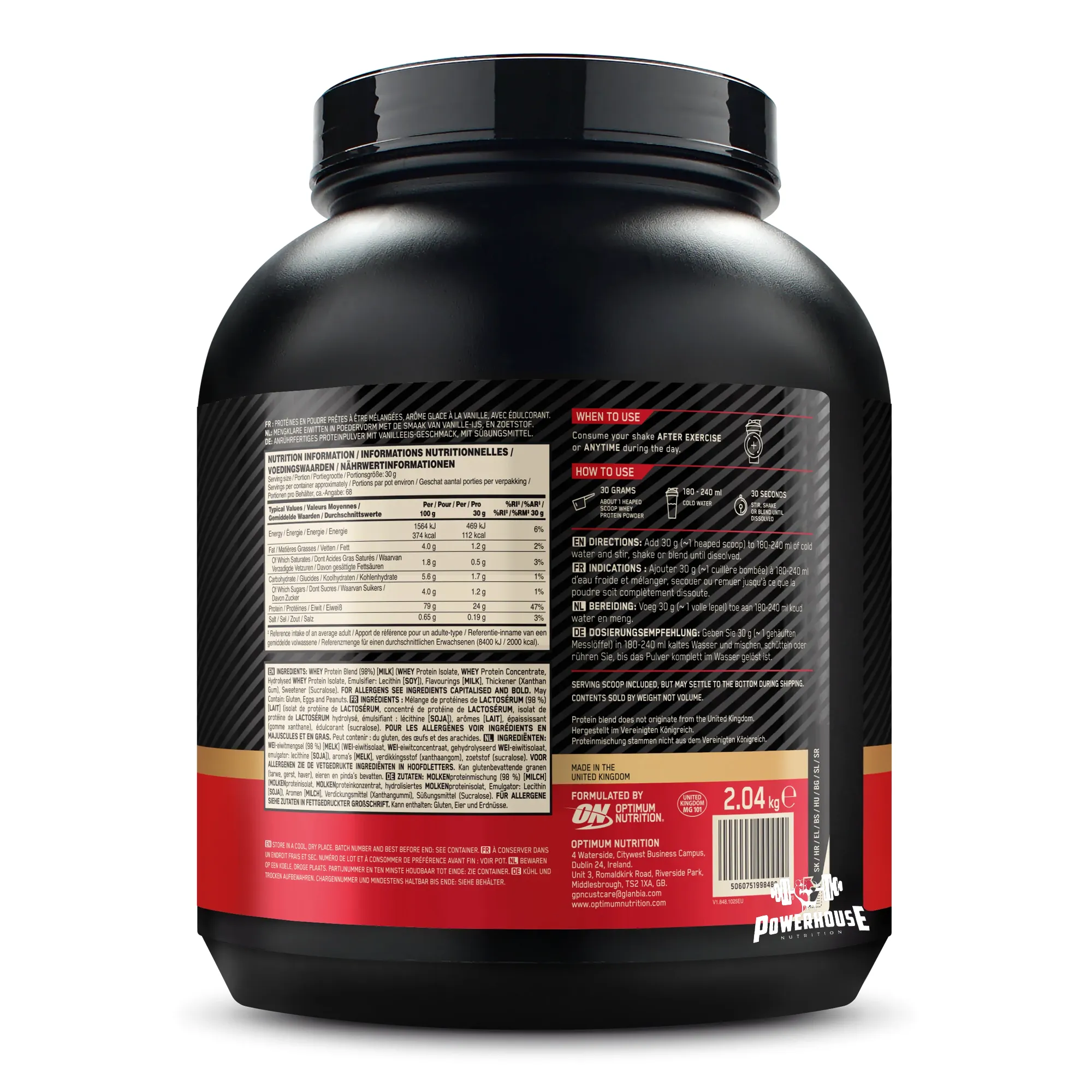 optimum nutrition gold standard 100% whey protein 2kg powerhouse nutrition mk